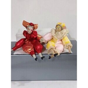 Sugar Loaf 8" Set Of 2 Preowned Figurine Decorative Collectible Clowns Pre-Owned
